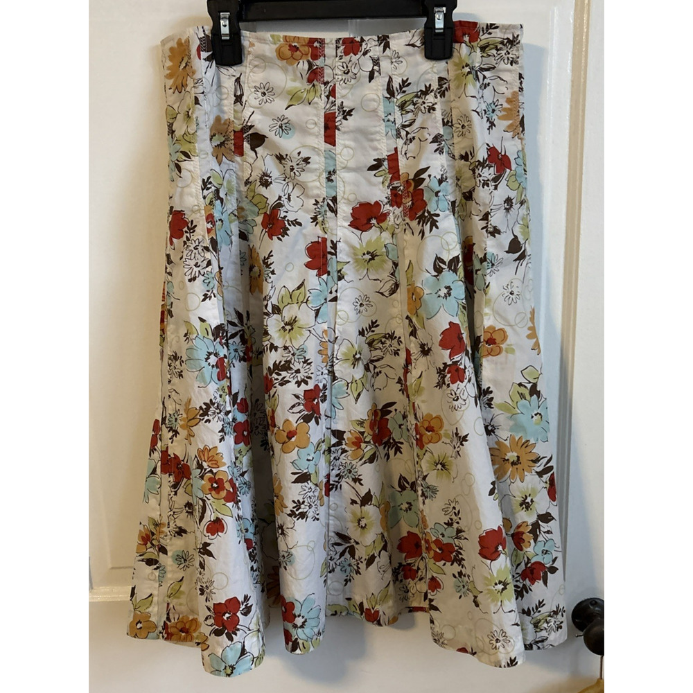 Cabi Palapa Floral A-Line Pleated Skirt Boho Cottagecore Retro Artsy Prairie | 4